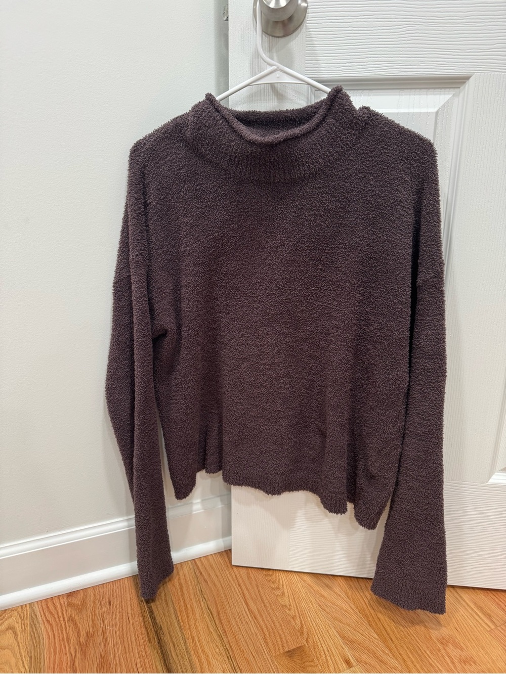 Thread & Supply That Cozy Life Purple/Brown Fuzzy Sweater Size M